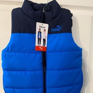 Puma bubble vest Sz 3/4 toddler Black/ blue! New!